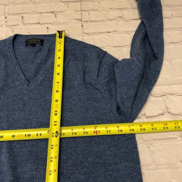 Express Men Modern Fit Extra Fine Merino Wool Sweater Size Large Blue B297 -21 - Picture 4 of 12